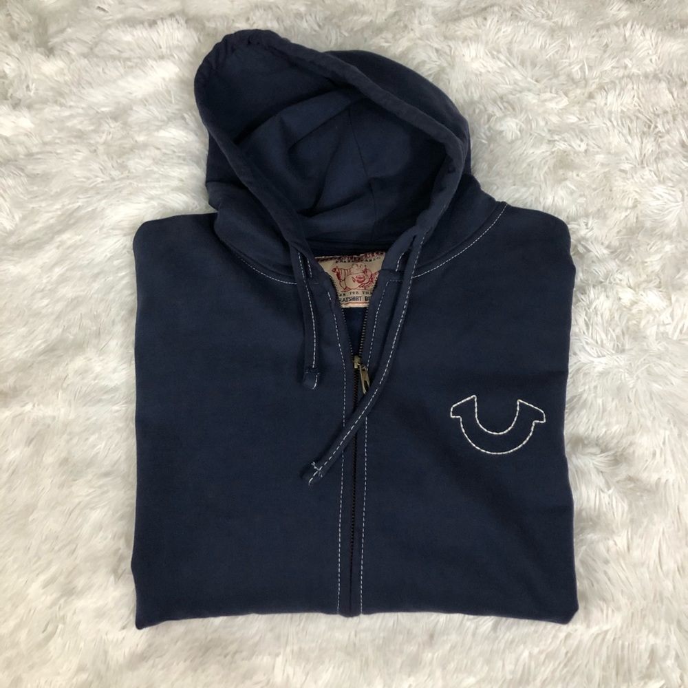 TRUE RELIGION Classic Logo Zip Up Hoodie